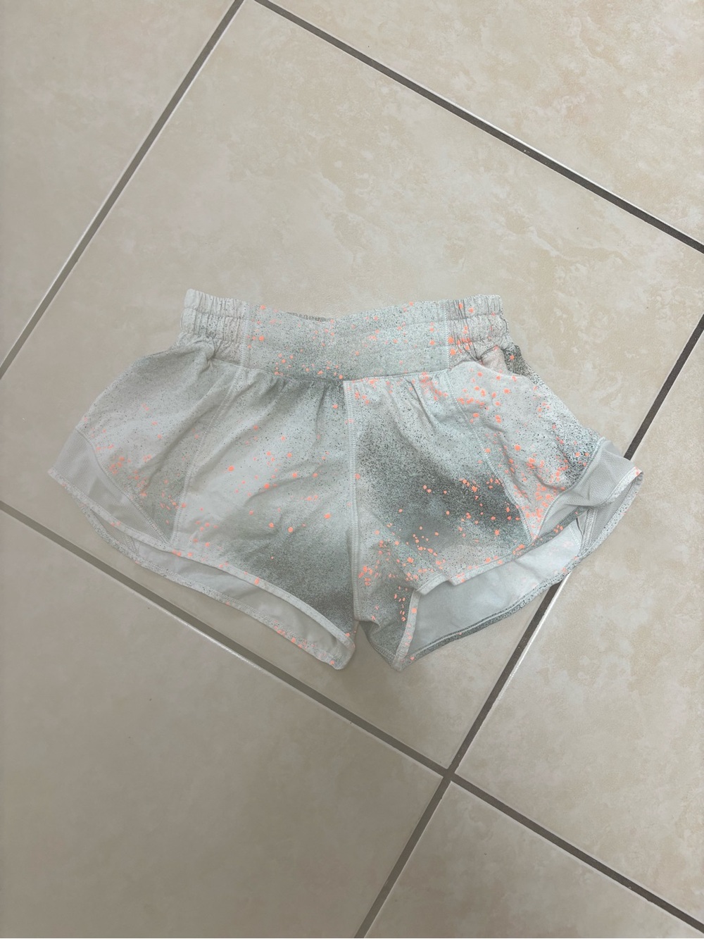 Lululemon gray with orange speckles shorts size 2